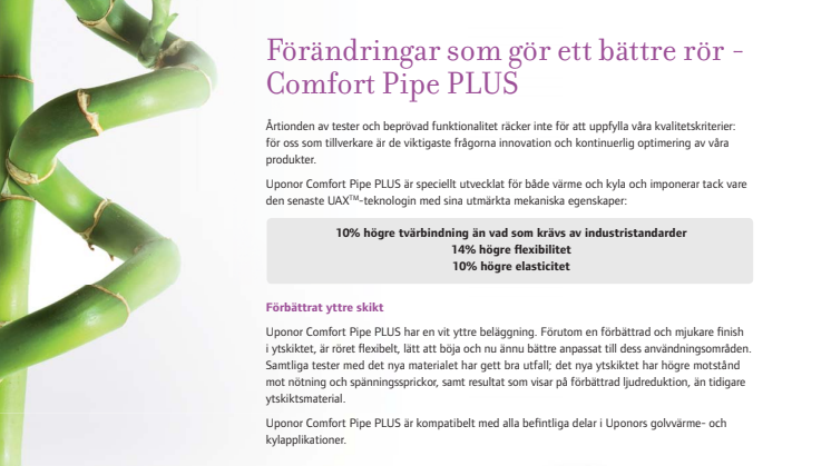 Förändringar som gör ett bättre rör - Comfort Pipe PLUS