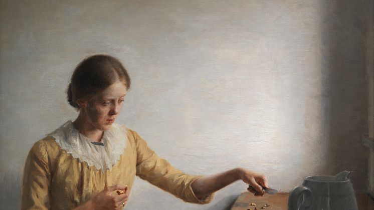 Peter Ilsted, En ung pige, der renser kantareller, 1892