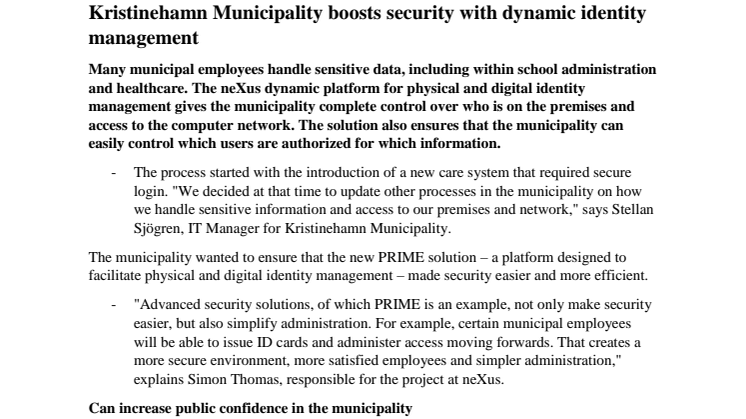 Kristinehamn Municipality boosts security with dynamic identity management