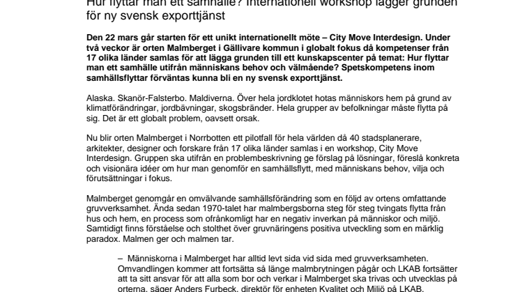 Hur flyttar man ett samhälle? Internationell workshop lägger grunden för ny svensk exporttjänst