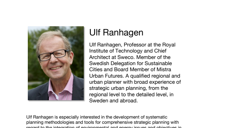 Professor Ulf Ranhagen is one of the speakers at the Urban Agriculture Summit, January 2013