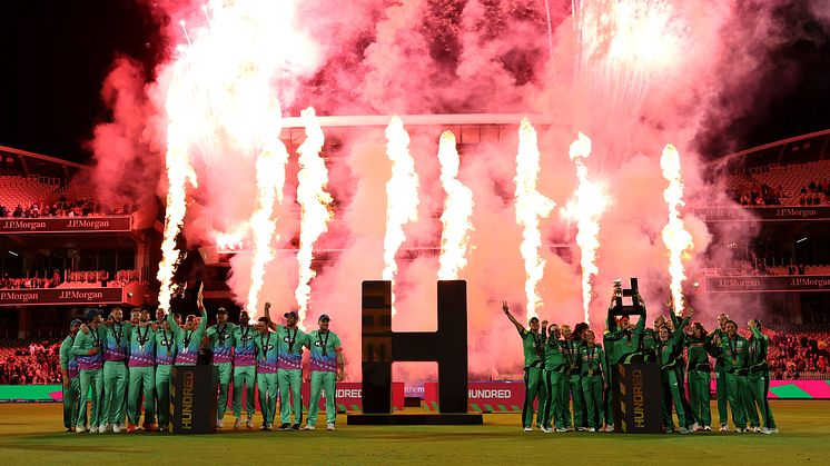 Oval Invincibles and Southern Brave with their trophies. Photo: Getty Images