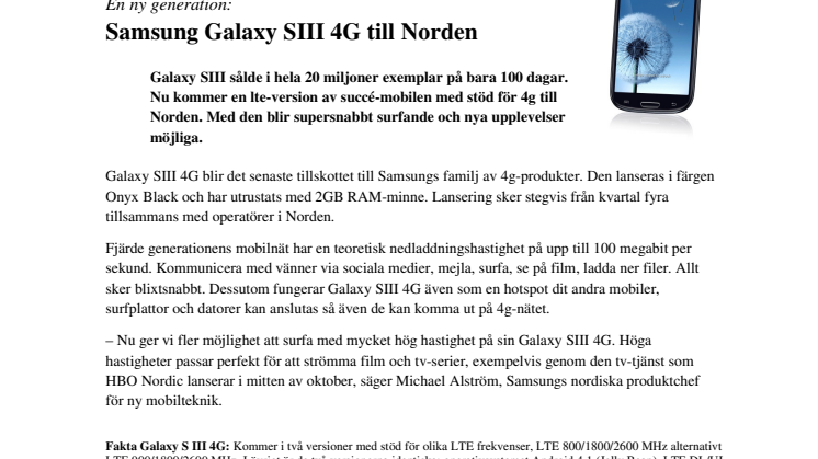 En ny generation: Samsung Galaxy SIII 4G till Norden