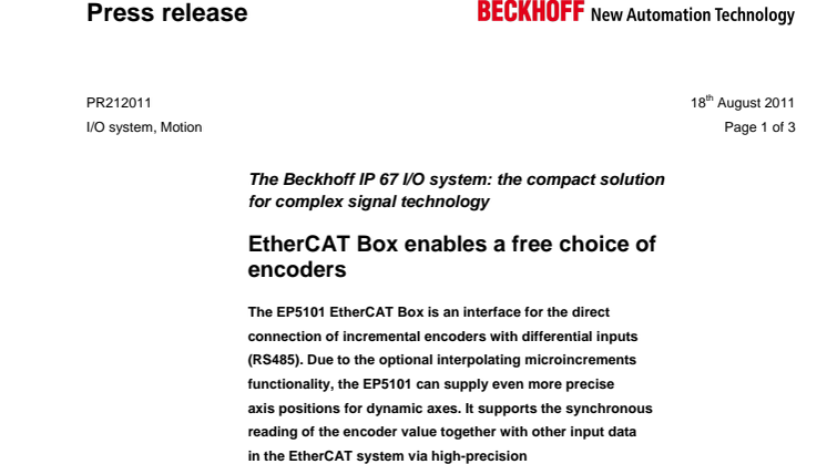 Beckhoff IP 67 I/O system: den kompakta lösningen för komplex signalteknik