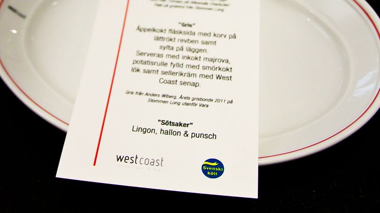 Menyn på presslunchen för lansering av Svenskt kött-märket på restaurang West Coast