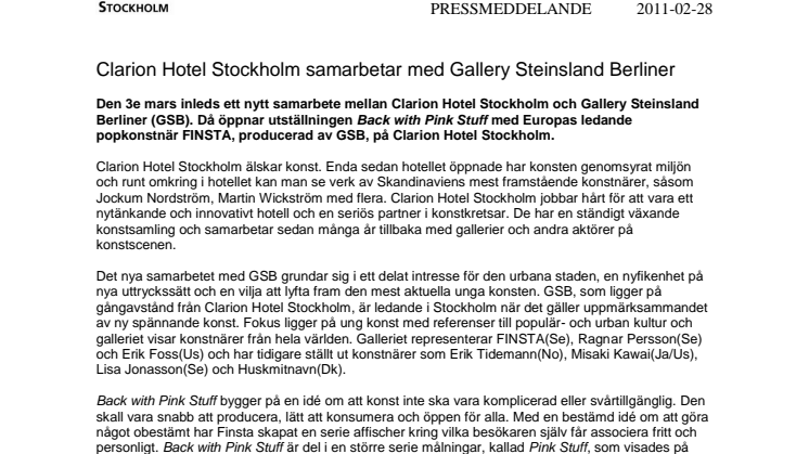 Clarion Hotel Stockholm samarbetar med Gallery Steinsland Berliner