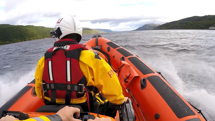 Loch Ness RNLI head out to rescue the stranded paddleboarder in September. Credit: RNLI Loch Ness