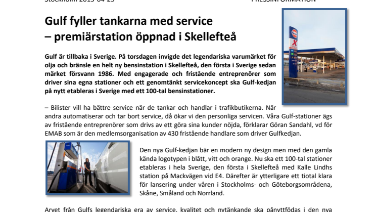 Gulf fyller tankarna med service  – premiärstation öppnad i Skellefteå