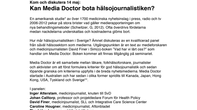 Kan Media Doctor bota hälsojournalistiken i Sverige?