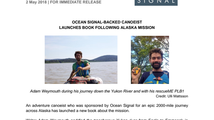 Ocean Signal-Backed Canoeist  Launches Book Following Alaska Mission