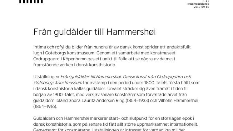 Från guldålder till Hammershøi