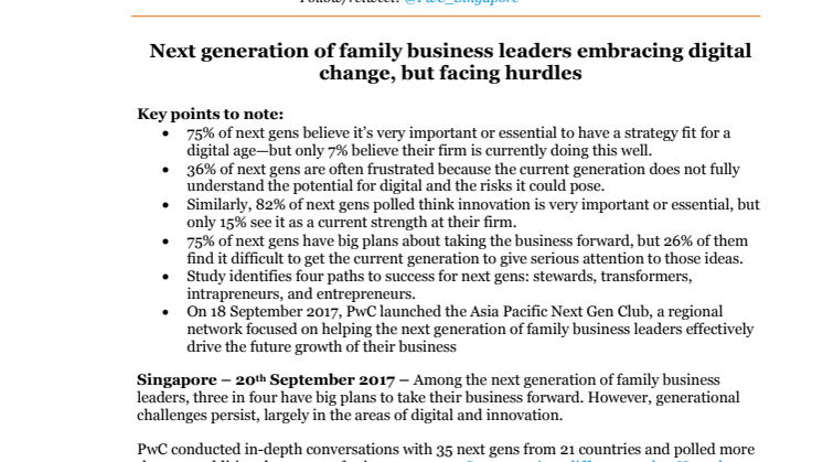 Next generation of family business leaders embracing digital change, but facing hurdles