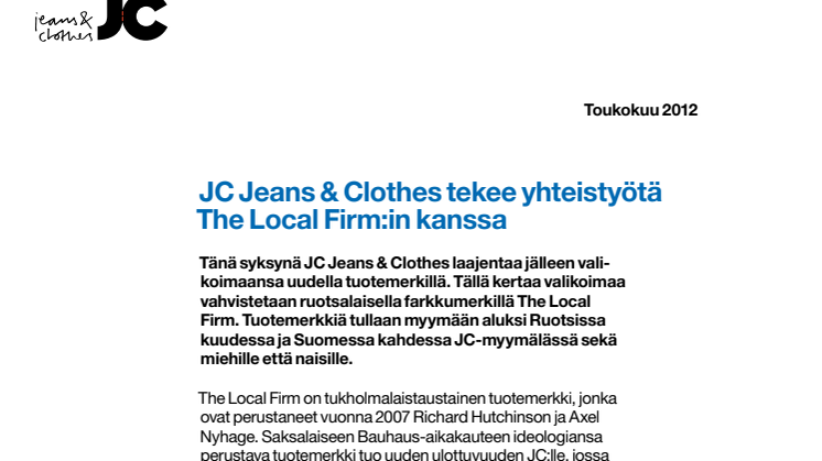 JC Jeans & Clothes tekee yhteistyötä The Local Firm:in kanssa