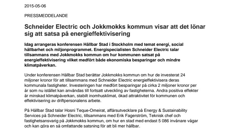 Schneider Electric och Jokkmokks kommun visar att det lönar sig att satsa på energieffektivisering  