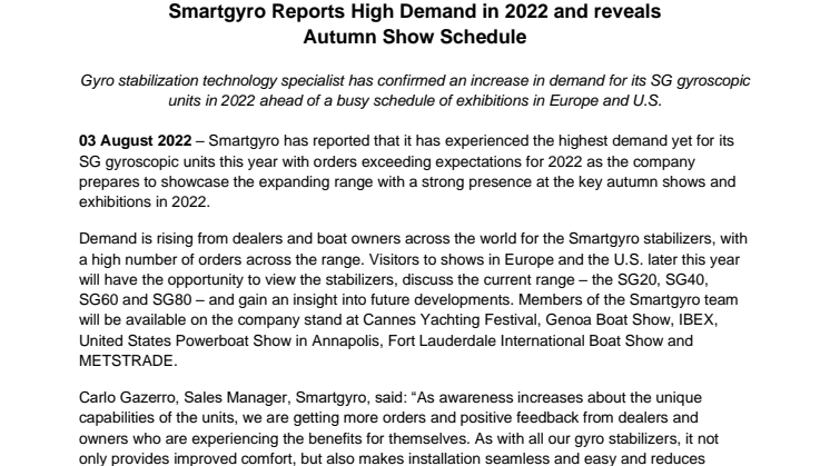 August 2022 - Smartgyro reports high demand in 2022 and reveals its autumn show schedule.FINAL.approved.pdf