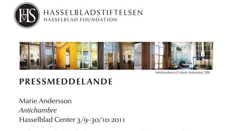 Hasselblad Center visar Marie Andersson Antichambre