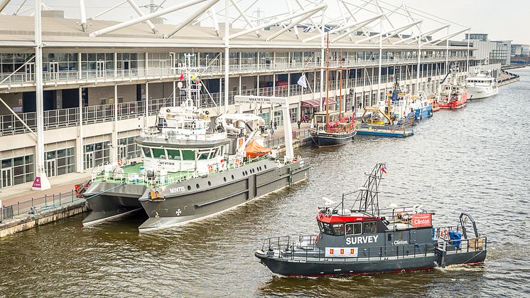 Photo from Oceanology International 2016, showing the Dockside Exhibition Area