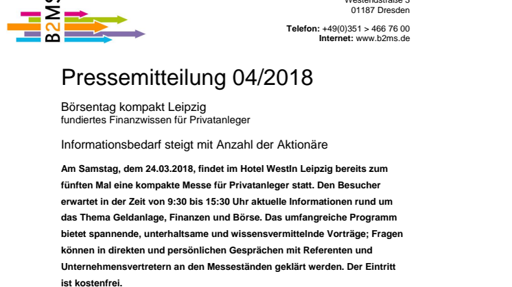 Börsentag kompakt Leipzig - fundiertes Finanzwissen für Privatanleger