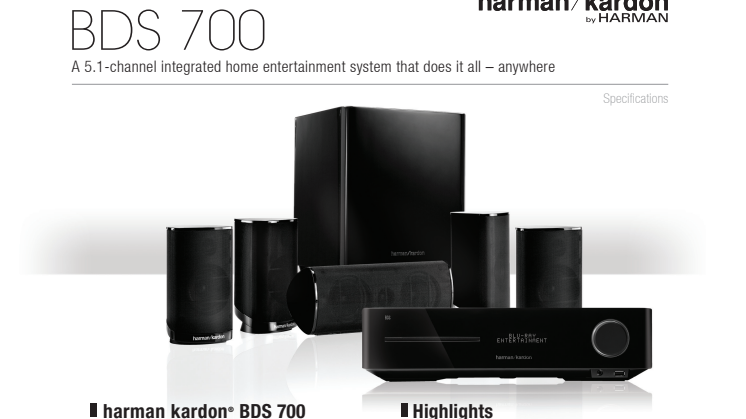 Specification sheet - harman kardon BDS 700 (English)