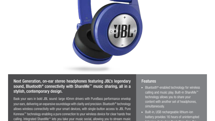 Produktspecifikation JBL E40 BT