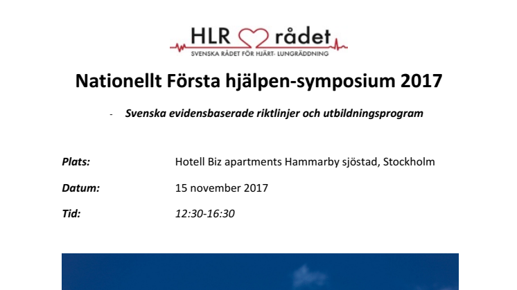 Nationellt första hjälpen symposium -  15 November i Stockholm