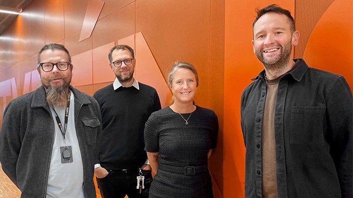 Information Services leds av affärschef Josefin Dorkhom tillsammans med avdelningscheferna (från vänster) Pär Hagberg, Jakob Berggren och Linus Malm.