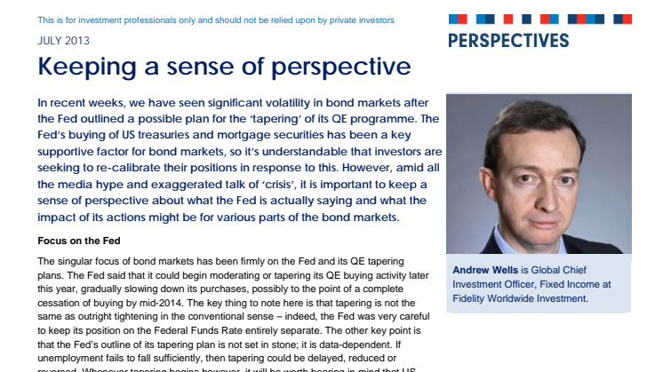 CIO Fixed Income comment: Keeping a sense of perspective