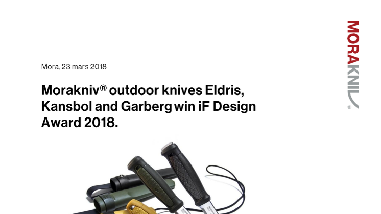 Morakniv® outdoor knives Eldris, Kansbol and Garberg win iF Design Award 2018.
