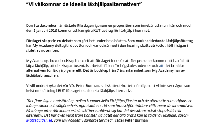 ”Vi välkomnar de ideella läxhjälpsalternativen”