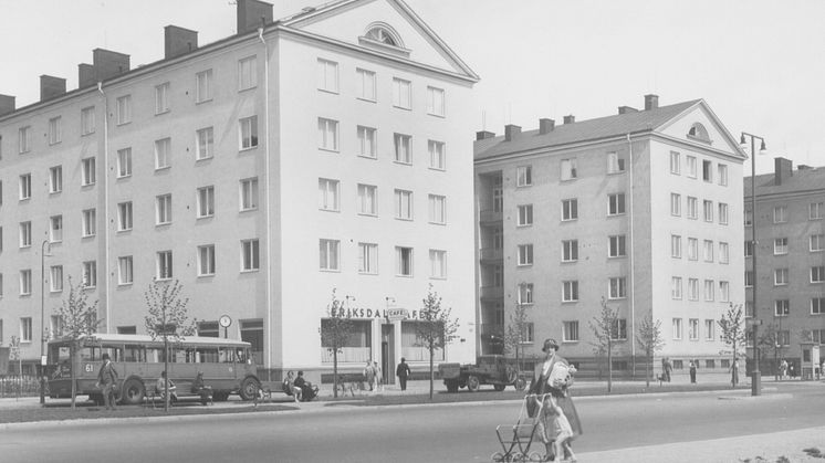 I mitten av 1930-talet byggdes kvarteren Kartan och Skalan på Södermalm. Foto: SKBs arkiv. 