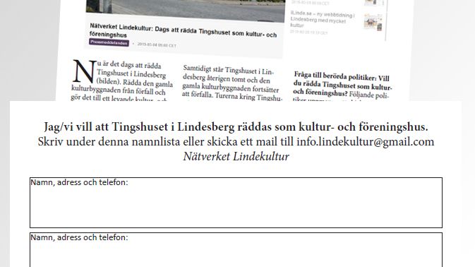 ​Nätverkets upprop om Tingshuset i Lindesberg fick stort gensvar