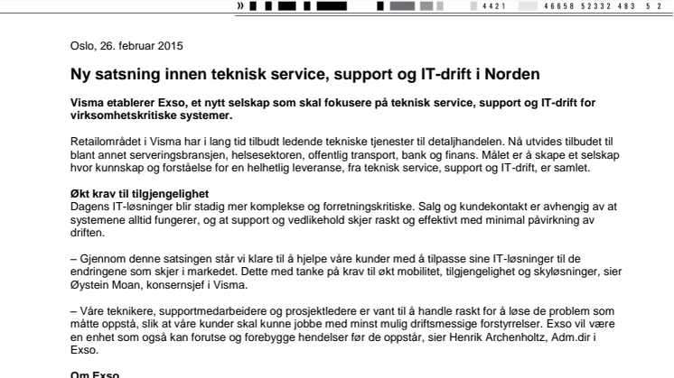 Ny satsning innen teknisk service, support og IT-drift i Norden 