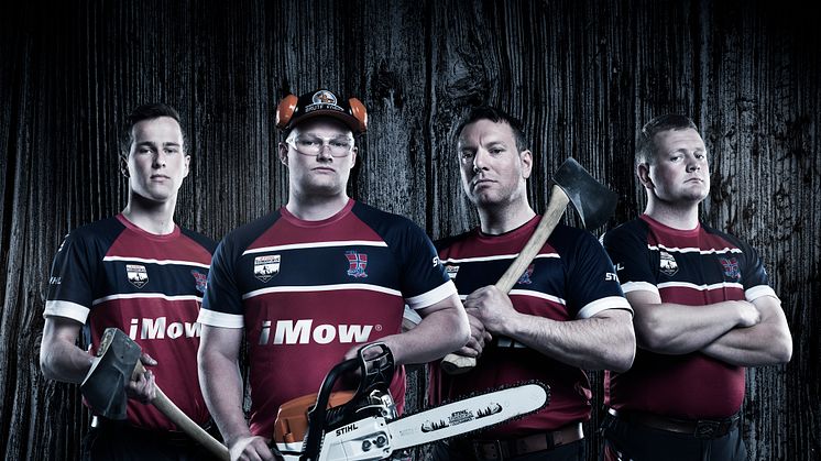 Det Norske landslaget i Stihl Timbersports fra høyre: Ole Magnus Syljuberget, Vebjørn Bleka Sønsteby, Ole Ivar Lierhagen og Jon Arne Borg Engø.