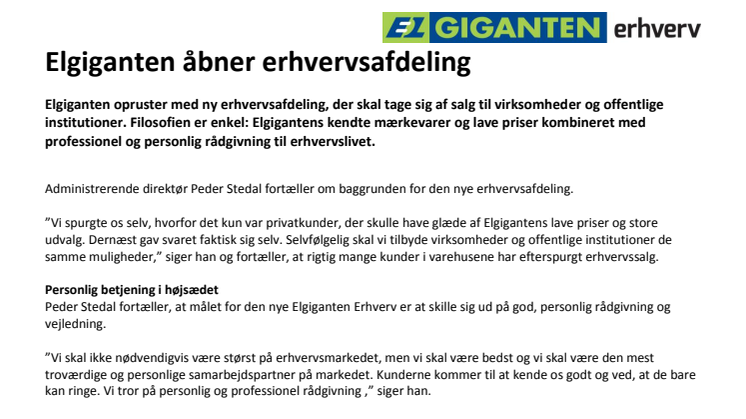 Elgiganten åbner erhvervsafdeling