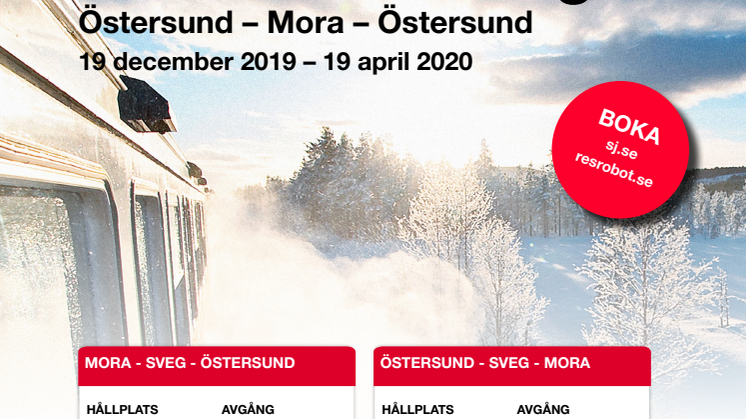 Tidtabell Snötåget 2019-2020