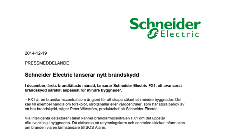 Schneider Electric lanserar nytt brandskydd
