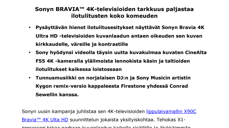  Sonyn BRAVIA™ 4K-televisioiden tarkkuus paljastaa ilotulitusten koko komeuden