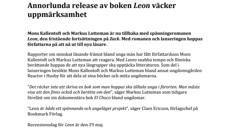 Annorlunda release av boken Leon väcker uppmärksamhet