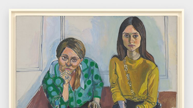 Wellesley Girls (Kiki Djos '68 and Nancy Selvage '67) Alice Neel 1967 Oil on canvasBilde. Private collection © The Estate of Alice Neel Courtesy The Estate of Alice Neel and David Zwirner. Photo by Kerry McFate