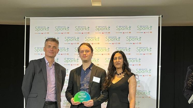 Arthur collecting his award with Richard Watts and Isabella Mascarenhas (photo by Robbie Dunion)