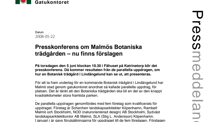 Presskonferens om Malmös Botaniska trädgård - nu finns förslagen