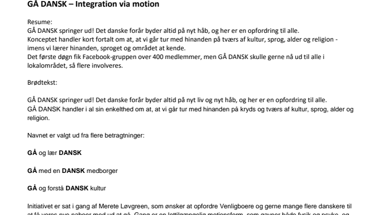 Gå Dansk -  Integration via Motion