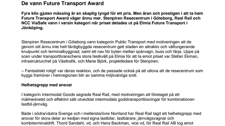 ​De vann Future Transport Award