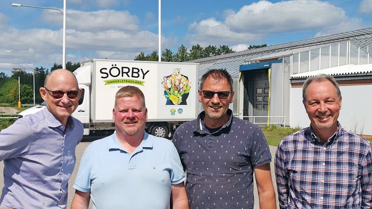 Per Olof Olsson, Lars Hallenberg, Cornelis Schrieken och Staffan Thegel på Sörby Handelsträdgård.