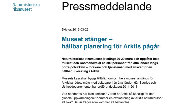 Museet stänger – hållbar planering för Arktis pågår