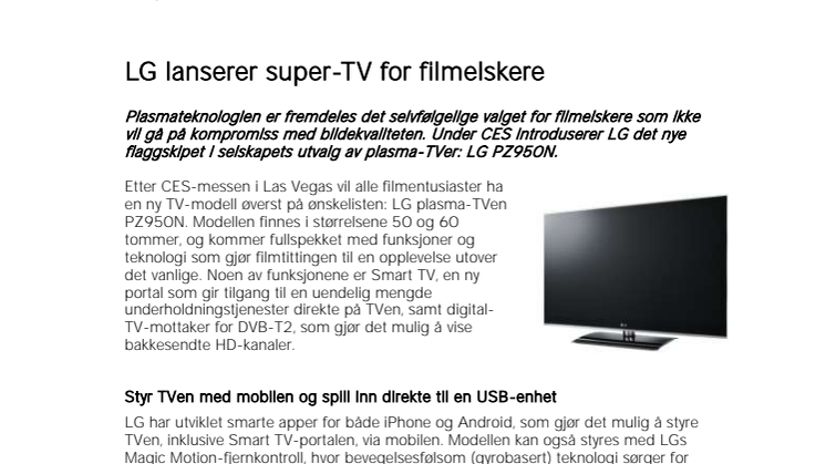 LG lanserer super-TV for filmelskere
