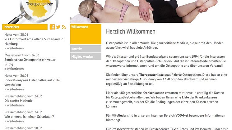 Bekannteste Osteopathie-Website in neuem Look / Relaunch von www.osteopathie.de des Verbandes der Osteopathen Deutschland (VOD) e.V.