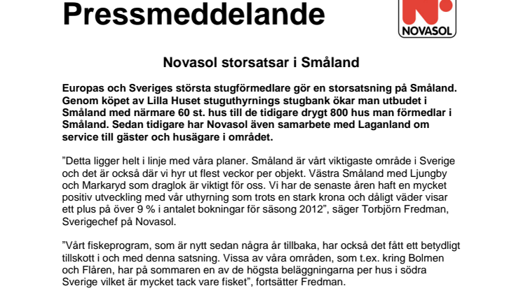 Novasol storsatsar i Småland - köper Lilla Huset stuguthyrning