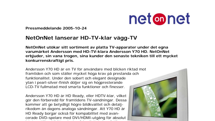 NetOnNet lanserar HD-TV-klar vägg-TV