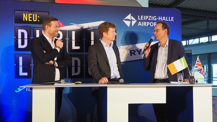 Pressegespräch am Flughafen Leipzig-Halle zu den Linienflügen von Ryanair
